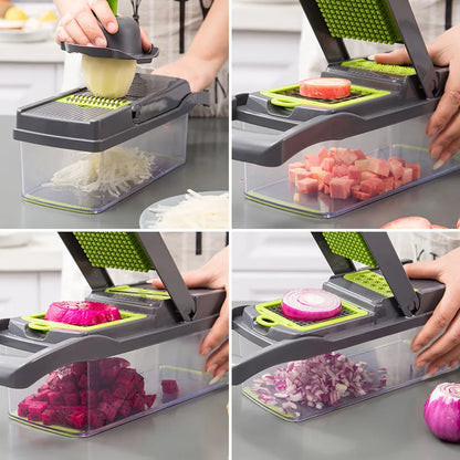 16-in-1 Multifunctional Vegetable Chopper – Slice, Dice, Grate, and Simplify Your Kitchen Prep!