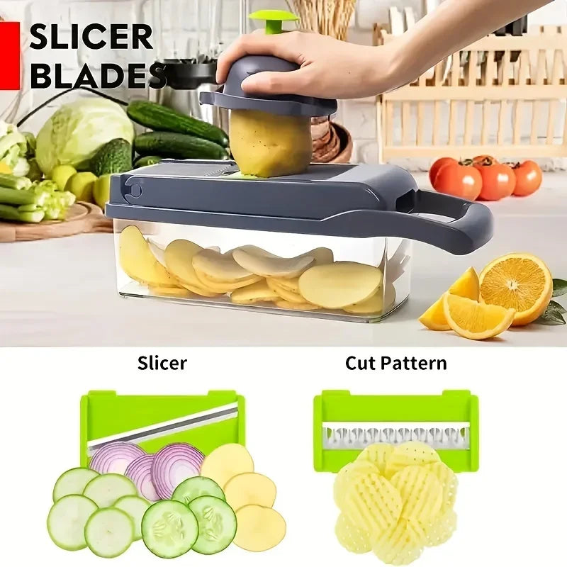 16-in-1 Multifunctional Vegetable Chopper – Slice, Dice, Grate, and Simplify Your Kitchen Prep!