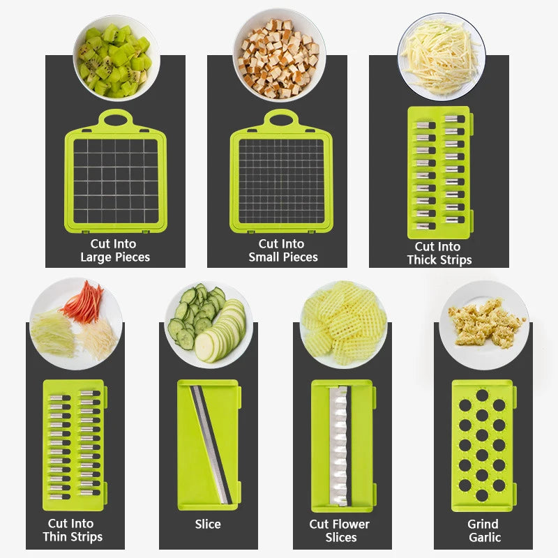 16-in-1 Multifunctional Vegetable Chopper – Slice, Dice, Grate, and Simplify Your Kitchen Prep!