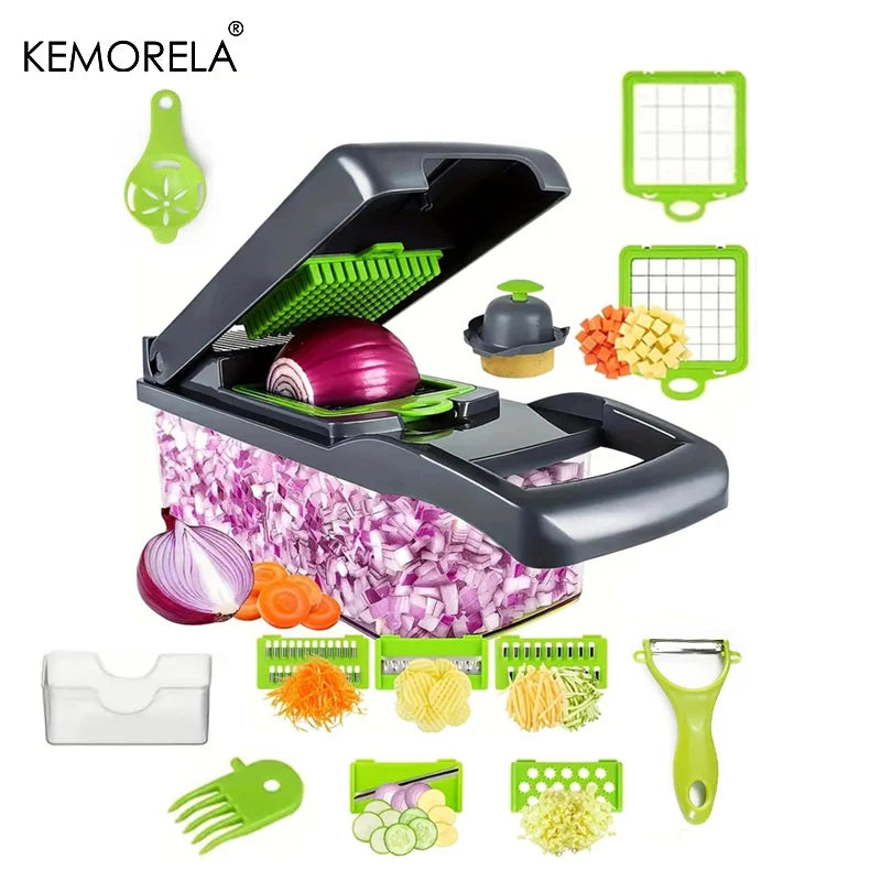 16-in-1 Multifunctional Vegetable Chopper – Slice, Dice, Grate, and Simplify Your Kitchen Prep!