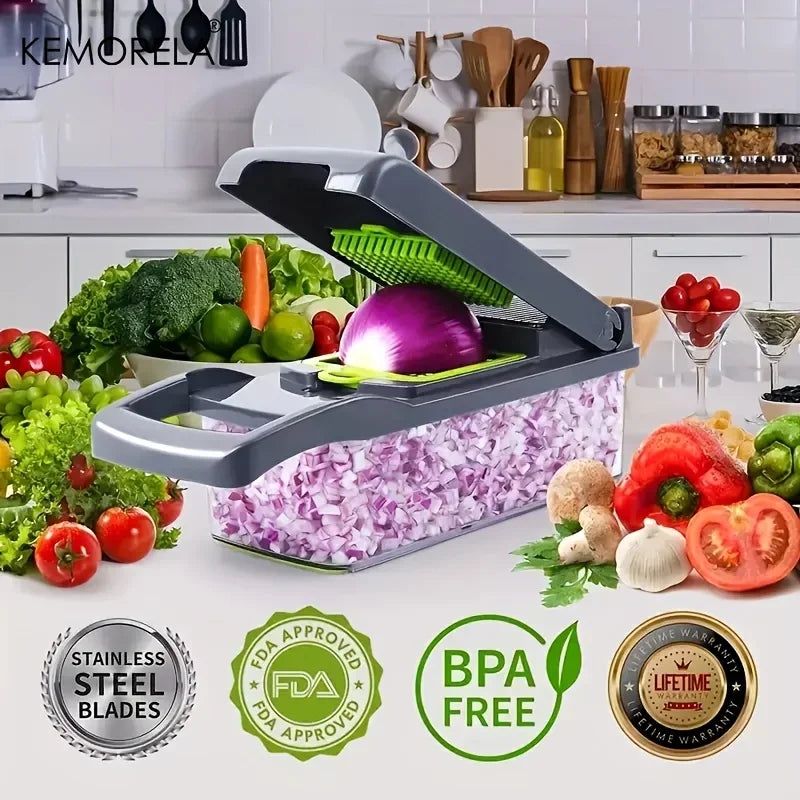 16-in-1 Multifunctional Vegetable Chopper – Slice, Dice, Grate, and Simplify Your Kitchen Prep!